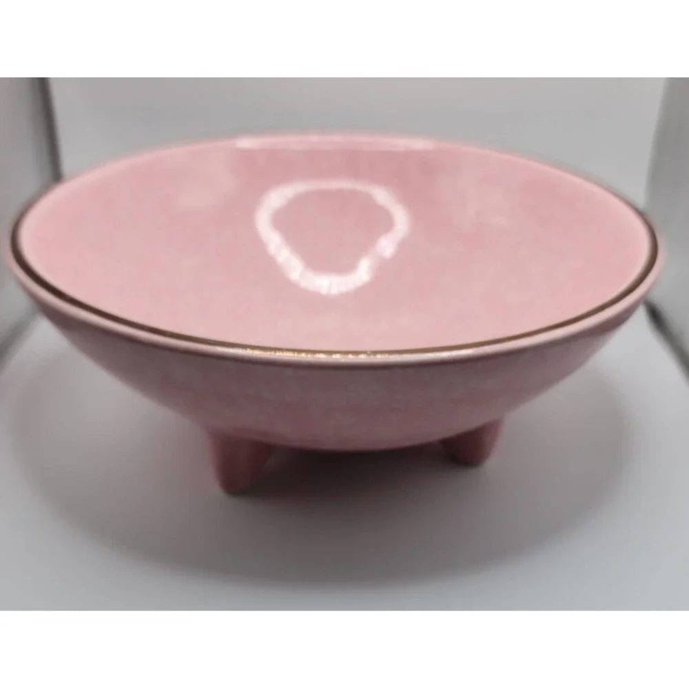 Kenwood Vintage Pink MCM Retro 964 Drip Speckled Footed Oven Proof Bowl USA 8.75
